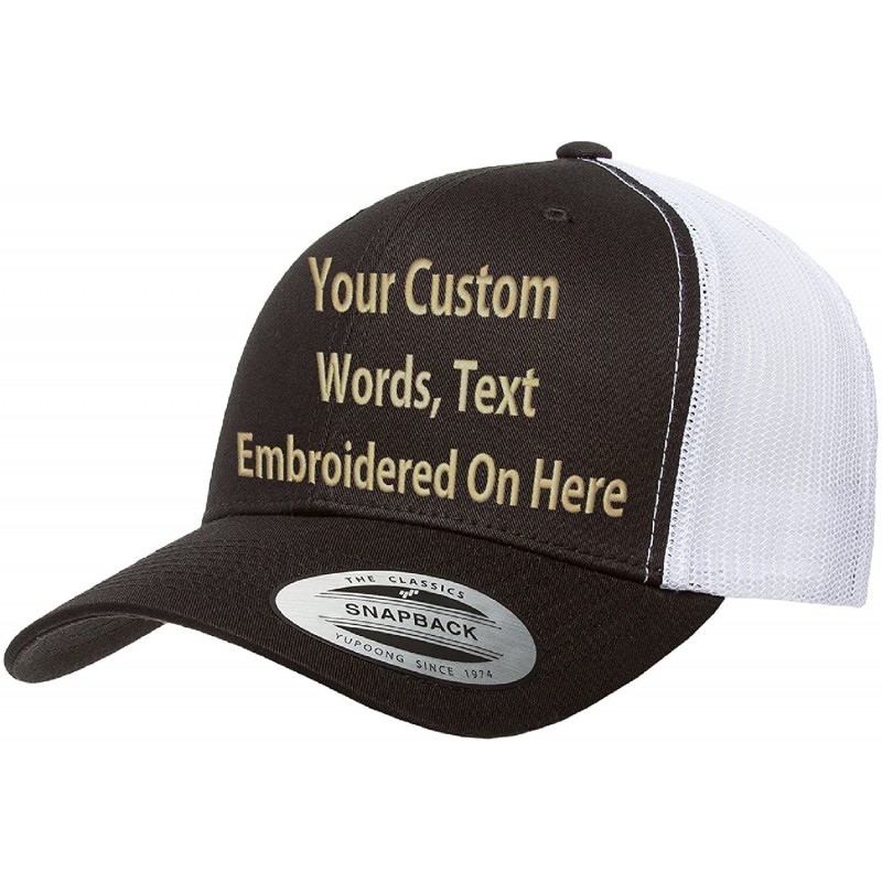 Baseball Caps Custom Trucker Hat Yupoong 6606 Embroidered Your Own Text Curved Bill Snapback - Black/White - CL1875OEKD5 $53.69