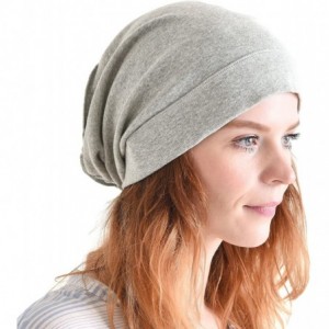 Skullies & Beanies Mens Slouch Beanie Hat - Womens Organic Cotton Hipster Chemo Knit Casualbox - Light Gray - C017YWO40O8 $53.71