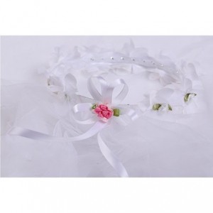 Headbands Flower Girls White First Communion Veil Headband with Bow - White (Hair Wreath) - CB18CL4S7KQ $22.87