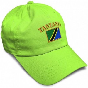 Baseball Caps Soft Baseball Cap Tanzania Flag Embroidery Twill Cotton Dad Hats for Men & Women - Lime - C618YMDDNYU $26.94
