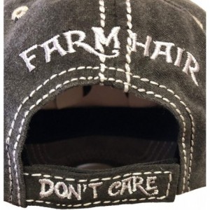 Baseball Caps Farm Hair Don't Care Women's Distressed Baseball Hat - Black - C118YN9QU6S $34.13
