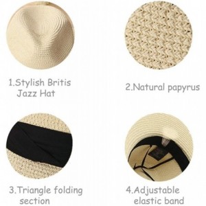 Sun Hats Women Wide Brim Straw Panama Roll up Hat Beach Sun Hat - Beige - CK194EIU2CH $31.06