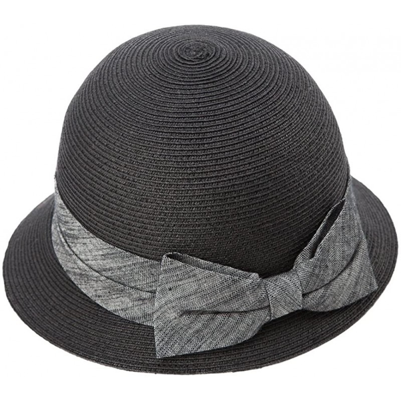 Sun Hats Womens Wide Roll Up Brim Packable Straw Sun Cloche Hat Fedora Summer Beach 55-58cm - Black_89316 - CC18D2NZQ99 $15.03