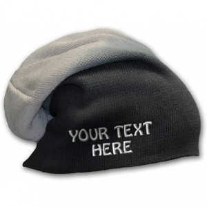 Skullies & Beanies Slouchy Beanie for Men & Women Custom Personalized Text Cotton Skull Cap Hats - Black Grey - CL18DLDKWQ8 $...