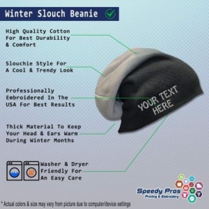 Skullies & Beanies Slouchy Beanie for Men & Women Custom Personalized Text Cotton Skull Cap Hats - Black Grey - CL18DLDKWQ8 $...