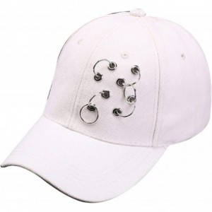 Baseball Caps Women's Iron Ring Pin Retro Baseball Cap Trucker Hat - 4 Ring White - CM186NAUS4K $25.63