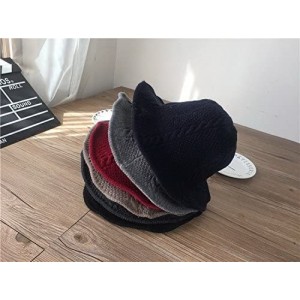 Bucket Hats Women's Cable Knit Foldable Wool Blend Church Cloche Cap Bucket Hat Bowler Hats - Black - C4188Q60WN5 $20.06