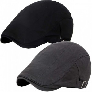 Newsboy Caps Mens Solid Beret Hat Plain Cabbie Classic Newsboy Flat Ivy Cap - 2pack-black/Dark Grey - C718QIOK87D $12.44