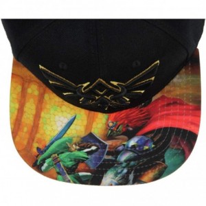 Baseball Caps Nintendo Legend of Zelda Triforce Link vs Ganondorf Sublimated Flat Bill Adjustable Snapback Hat Cap Black - CR...