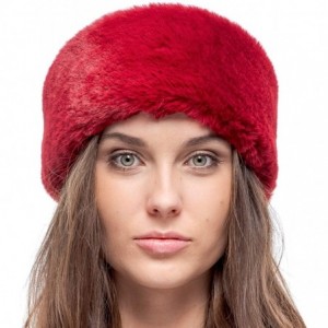 Cold Weather Headbands Womens Faux Fur Ear Warmer - Soft Velvet Fur - Chic Winter Headband - Red Rabbit - CB18AUYUGRL $35.87