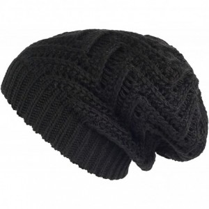 Skullies & Beanies Knit Oversized Slouchy Chunky Soft Warm Winter Baggy Beanie Hat - Black - CQ18I6L8L3C $22.06