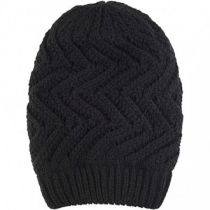 Skullies & Beanies Knit Oversized Slouchy Chunky Soft Warm Winter Baggy Beanie Hat - Black - CQ18I6L8L3C $8.93