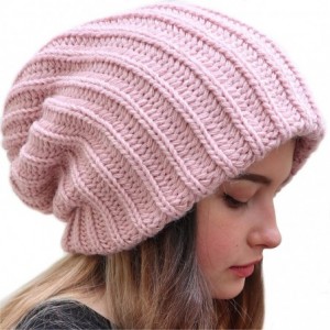 Skullies & Beanies Slouchy Beanie Oversized Warm Winter Dreadlock Hat for Women Knit Beanie for Men - Pink - C918A92TH3D $58.21