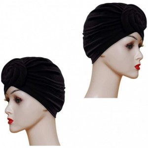 Skullies & Beanies Women Pre-Tied Bonnet Turban for Women Printed Turban African Pattern Knot Headwrap Beanie - C2-2pcs-black...