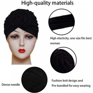 Skullies & Beanies Women Pre-Tied Bonnet Turban for Women Printed Turban African Pattern Knot Headwrap Beanie - C2-2pcs-black...