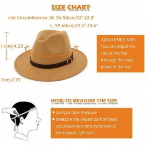 Fedoras Men & Women Fedora Hat - Belt Buckle Wide Brim Panama Hat - Camel - CA18SYOY0YO $31.10