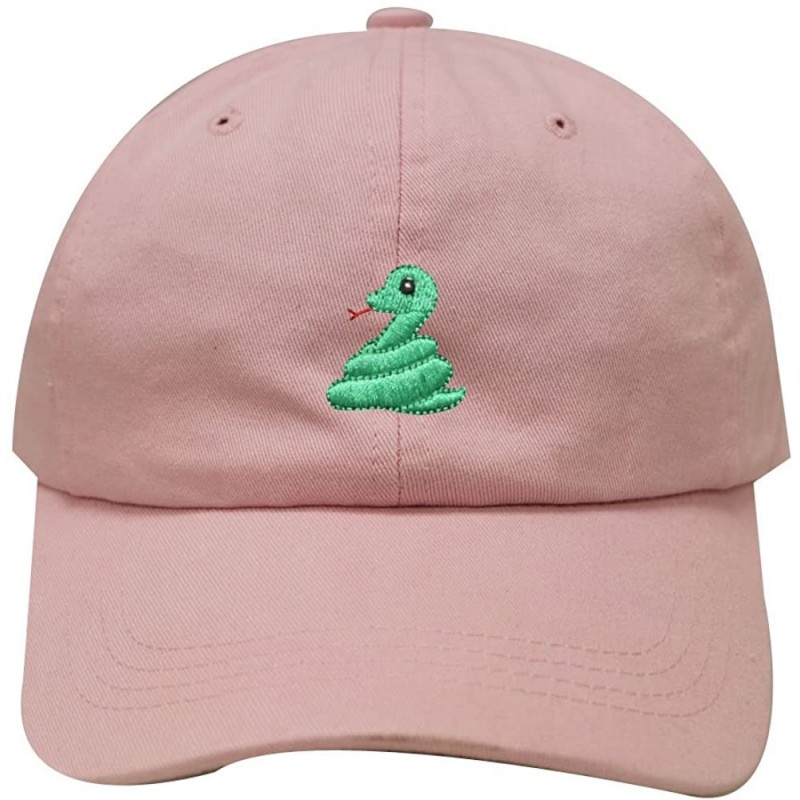 Baseball Caps Cute Snake Emoji Cotton Baseball Caps - Pink - CR1862U5T2W $23.60