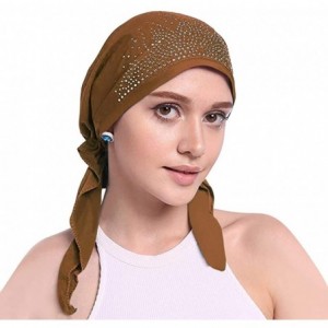 Skullies & Beanies Crystal Stretchy Bandana Headscarf Alopecia - Khaki - CE198DNHE22 $22.62
