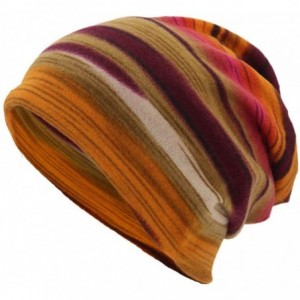 Balaclavas Comfortable Cotton Skull Beanies Hats Unisex Windproof Stylish Striped Scarf Multi Purpose Caps - Orange - CY18AK6...