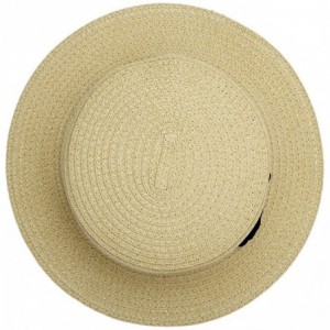 Sun Hats Women Bowknot Straw Hat Summer Fedoras Boater Sun Hat - Beige - CB12GMUGFIJ $27.61