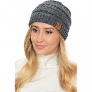 Skullies & Beanies USA Trendy Warm Chunky Soft Stretch Cable Knit Slouchy Beanie - Charcoal - CB12N09A9O2 $20.31
