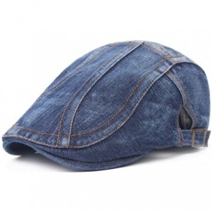 Newsboy Caps Unisex Washed Cotton Denim Men Ivy Cap Irish Hats Truck Newsboy Caps - Dark Blue 1 - CQ186G8D8A8 $8.75