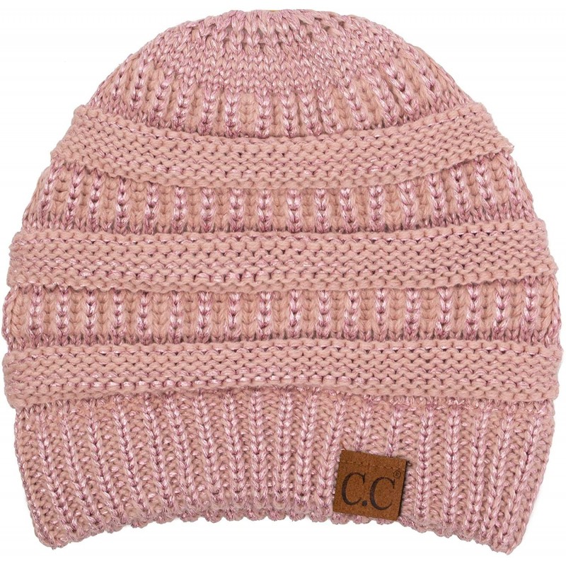Skullies & Beanies Women's Thick Soft Knit Beanie Cap Hat - Metallic Rose - C2192LZWEC4 $22.06