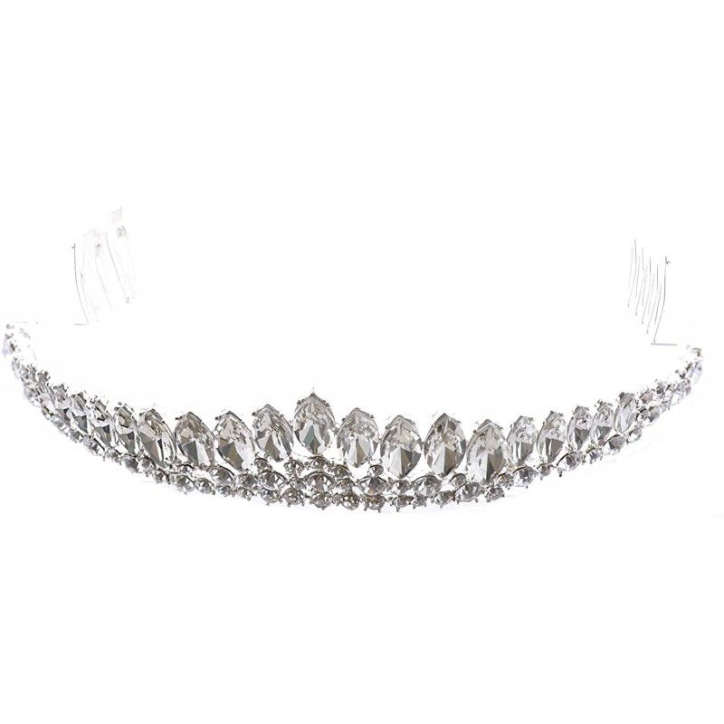 Headbands Wedding Jewelry Silver Plating Hair Comb Princess Tiara with Marquise Stone - C918UYDDN4O $22.71