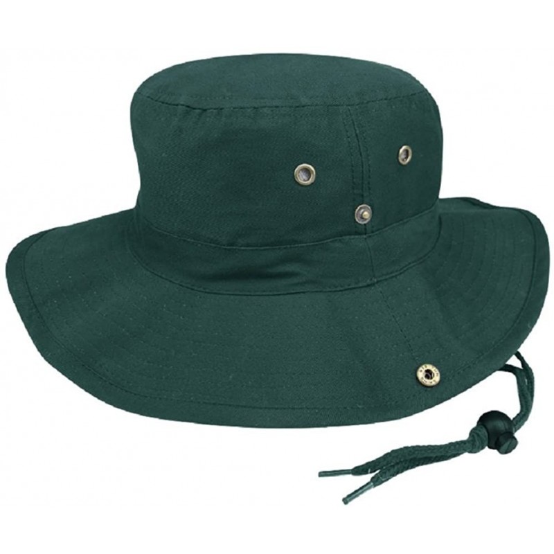 Sun Hats MG Men's Brushed Cotton Twill Aussie Side Snap Chin Cord Hat - Dark Green - C711BXYGDD7 $58.03