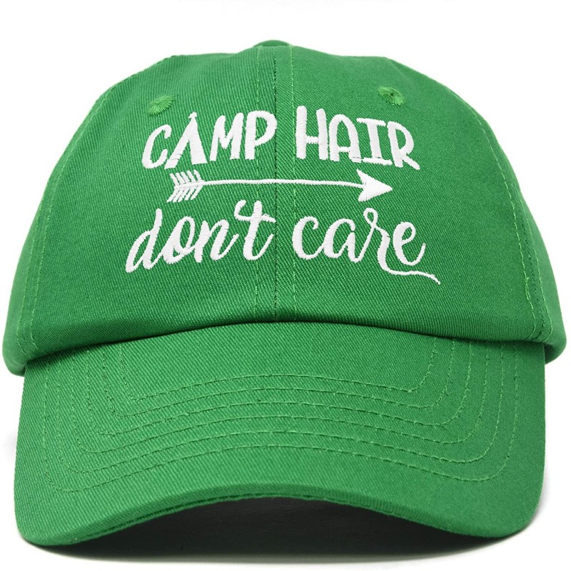 Baseball Caps Camp Hair Don't Care Hat Dad Cap 100% Cotton Lightweight - Kelly Green - C018S8Z75QI $25.56