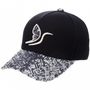 Baseball Caps Womens 100% Cotton Fashion Sequin Visor Baseball Hat Snapback Sun Hats Adjustable - Black_grey Visor89301 - CM1...