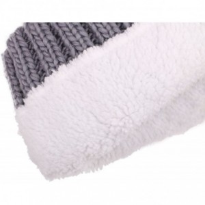 Skullies & Beanies Women's Winter Soft Knit Beanie Hat with Faux Fur Pom Pom - Grey_fleece Lined - CX193MZGGDM $21.21