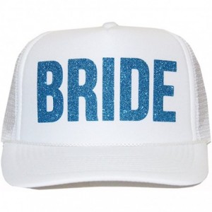 Baseball Caps Bride Trucker Hat - White and Aqua Glitter - CP12NG09IN0 $31.10