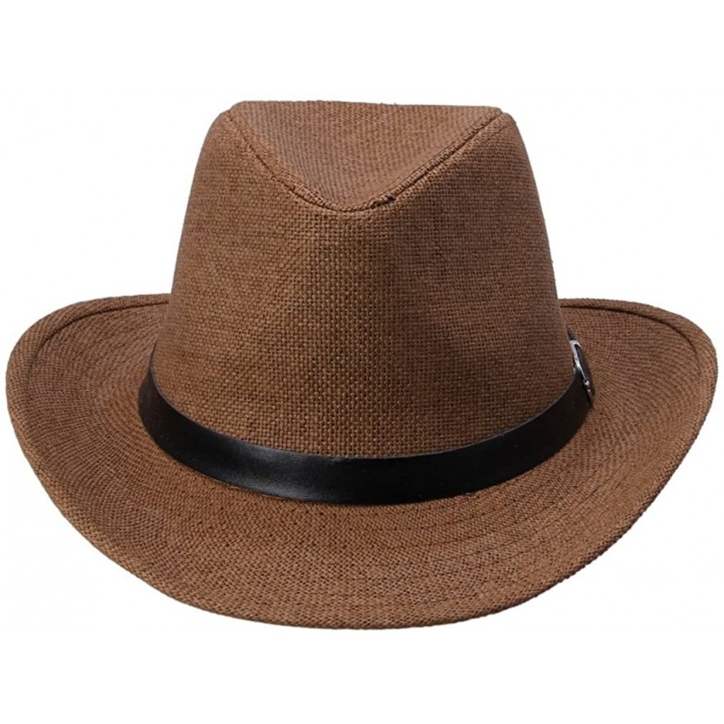 Sun Hats Beach Head Wear Sun Panama Fedoras Hat Jazz Caps - Coffee - CQ11KZPKZ25 $28.30