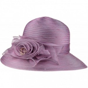 Sun Hats Women's Organza Wide Brim Floral Ribbon Kentucky Derby Church Dress Sun Hat - 3 Style-purple - CU184URTQRT $31.93
