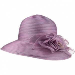Sun Hats Women's Organza Wide Brim Floral Ribbon Kentucky Derby Church Dress Sun Hat - 3 Style-purple - CU184URTQRT $14.55