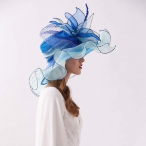 Sun Hats Women's Organza Kentucky Derby Tea Party Hat - Design 4 - Blue - CI18T8YW8MO $33.54