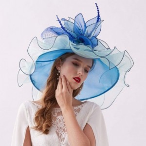 Sun Hats Women's Organza Kentucky Derby Tea Party Hat - Design 4 - Blue - CI18T8YW8MO $33.54