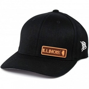 Baseball Caps Illinois Native' Leather Patch Hat Flex Fit - LG/XL/Black - CD18LQMWNXS $47.18