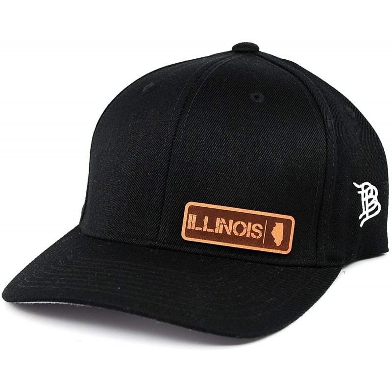 Baseball Caps Illinois Native' Leather Patch Hat Flex Fit - LG/XL/Black - CD18LQMWNXS $52.35