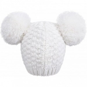 Skullies & Beanies Women's Winter Cable Knit Pompom Ski Snowboard Beanie Hat - Double Poms_white - C112O7LXI0N $30.48
