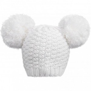 Skullies & Beanies Women's Winter Cable Knit Pompom Ski Snowboard Beanie Hat - Double Poms_white - C112O7LXI0N $31.93