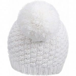 Skullies & Beanies Women's Winter Cable Knit Pompom Ski Snowboard Beanie Hat - Double Poms_white - C112O7LXI0N $31.93