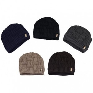 Skullies & Beanies Stylish Warm Hat Men's Fashion Winter Beanies Bonnet Knitted Hat Soft Solid Braid Warm Cap - CQ18KHTMDGL $...