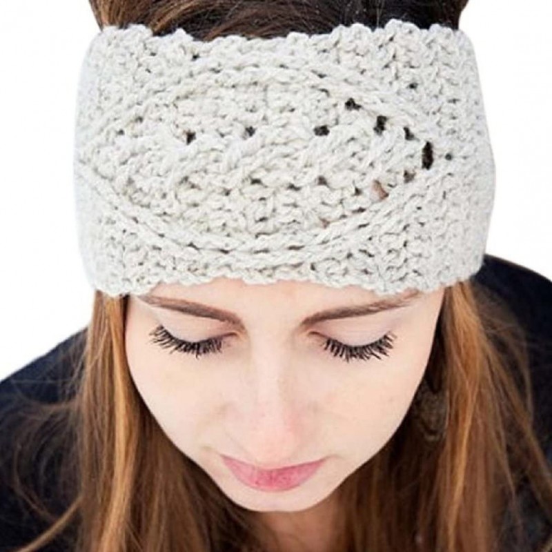 Skullies & Beanies Knitted Headwrap Headband Ear Warmer Hair Muffs Band Winter Designer Style & Quality - White - CM128WK8JOZ...