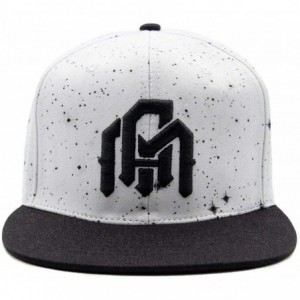 Baseball Caps Adjustable Snapback Hats - Flat Brim Galaxy Print- Tie Dye Cap Designs - Space Minimalist - White V2 - CQ18NYS8...