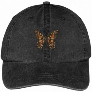 Baseball Caps Butterfly Embroidered Washed Cotton Adjustable Cap - Black - CF12IFNSCMD $32.66