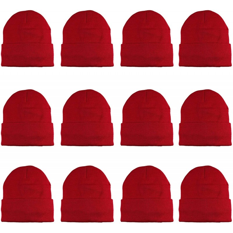 Skullies & Beanies 3M Thinsulate Women Men Knitted Thermal Winter Cap Casual Beanies-Wholesale Lot 12 Packs - Red - C5187C58A...