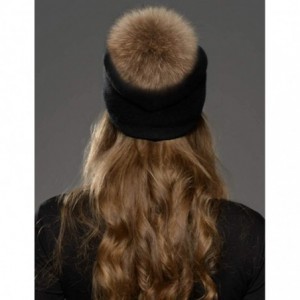 Skullies & Beanies Women Beanie Caps Knit Wool Winter Fur Pom Pom Hat Ski Hats Girls Classic Solid Color Hats - Black - CU18I...