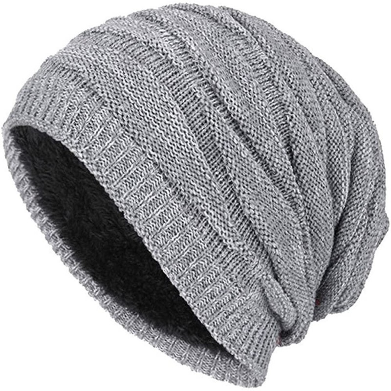 Skullies & Beanies Unisex Men Women Winter Knit Warm Hat Ski Baggy Slouchy Beanie Skull Cap - Gray-a - CL18I7IYHE4 $17.44